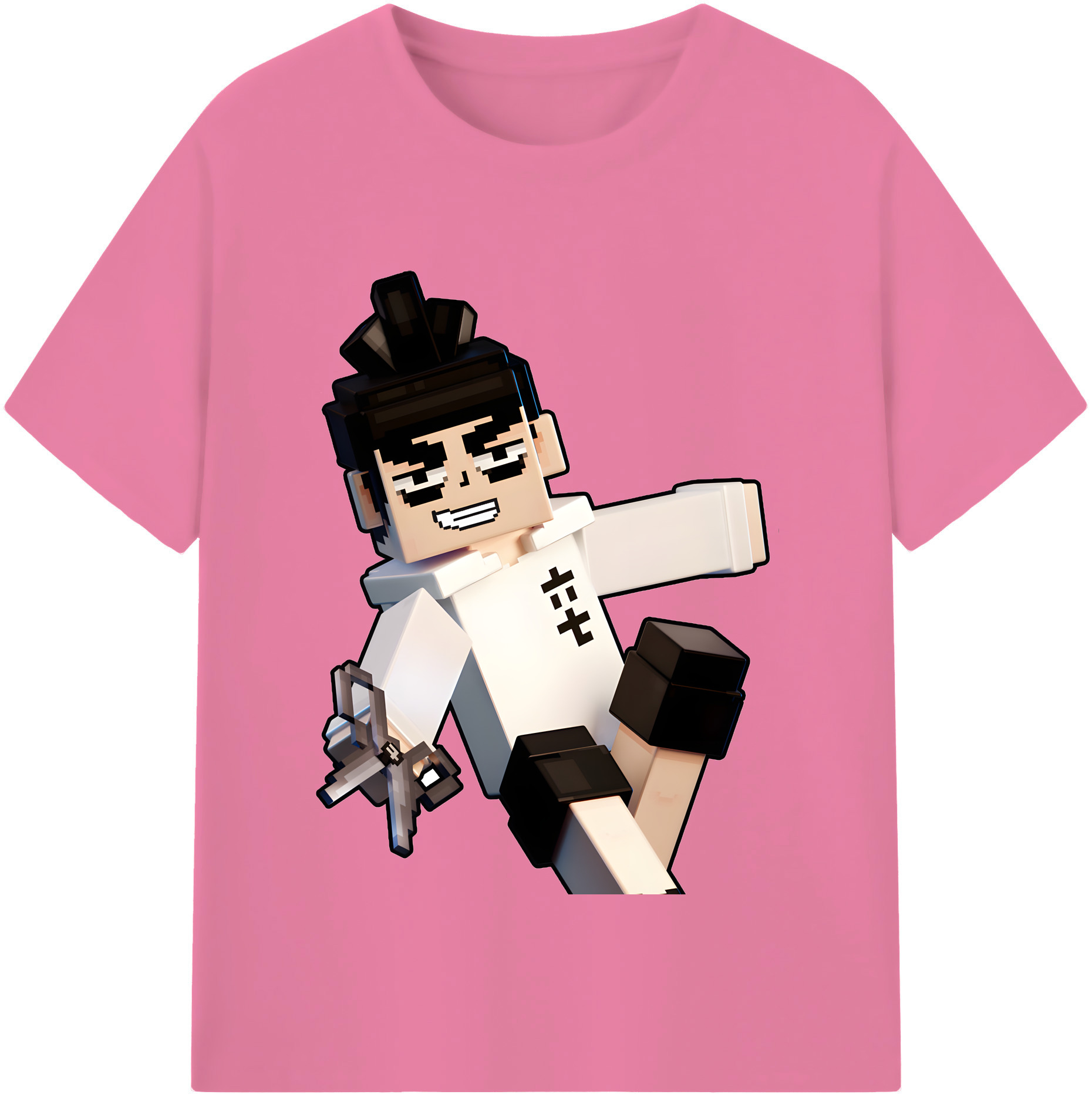 （画像用） マインクラフト ブロックの世界 Minecraft MC Block world 綿100％半袖Tシャツ（フロントプリント）